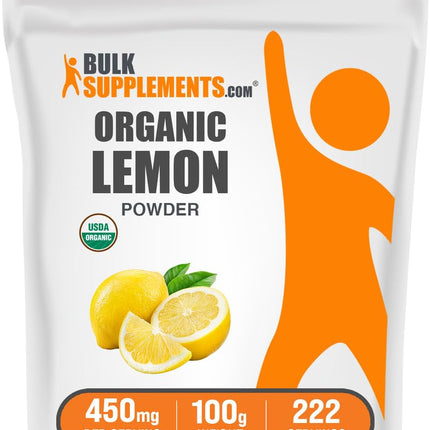 BulkSupplements.com Organic Lemon Powder - Natural Vitamin C Source, Fruit Powder, Lemon Flavoring - Gluten Free, 450mg per Serving, 100g (3.5 oz) (Pack of 1)