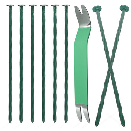 Bakulyor 100 Pack Metal Landscape Stakes, 8 Inch Artificial Grass Nails, 6 Gauge Large Landscaping Staples, Green Edging Anchor Stake for Garden Ground Lawn Paver Timber Border Weed Barrier Spikes 8"