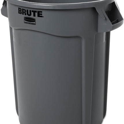 Rubbermaid Commercial Products BRUTE Heavy-Duty Round Trash/Garbage Can with Venting Channels, Pack of 2, 32 Gallon, Gray, for Landscapers/Construction/Restaurants/Back of House/Offices/Warehouses