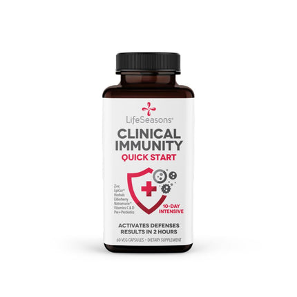 Clinical Immunity - Quick-Start - Immune System Support - Rapid Immunity Response - Boosts Antibodies, B + T + NK Cells, Neutrophils & Macrophagens - Black Elderberry & Pre + Probiotics - 60 Capsules