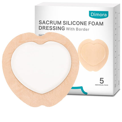 Dimora Sacrum Foam Dressing Silicone Adhesive Border 7" x 7" (5 Packs)