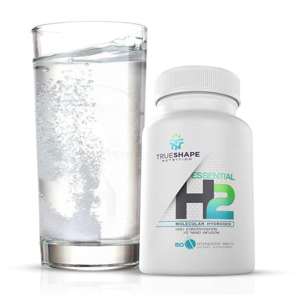 TrueShape Nutrition Essential H2 Fizzy Molecular Hydrogen Tablets for Water Nutritional Supplement (Unflavored, 60 Servings)