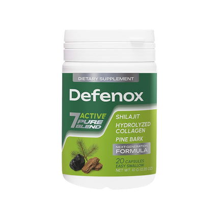 Defenox | Shilajit, Hydrolyzed Collagen & Pine Bark | 7 Active Blend Capsules | Daily Wellness Support | 20 Capsules | 1 Pack