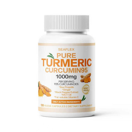 Turmeric Curcumin 95 1000mg - 95% Turmeric Complex Supplement with Bee Propolis (120 Capsules)