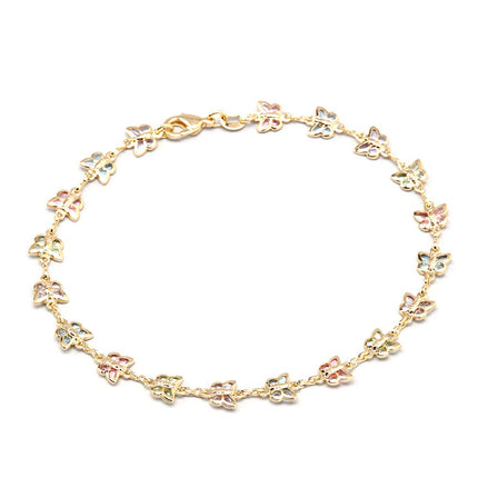 Barzel 18K Gold Plated Multi Color Butterfly Anklet For Women - Made In Brazil (ANK1187)