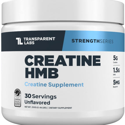 Transparent Labs Creatine HMB - Creatine Monohydrate Powder with HMB for Muscle Growth, Increased Strength, Enhanced Energy Output, and Improved Athletic Performance - 30 Servings, Unflavored