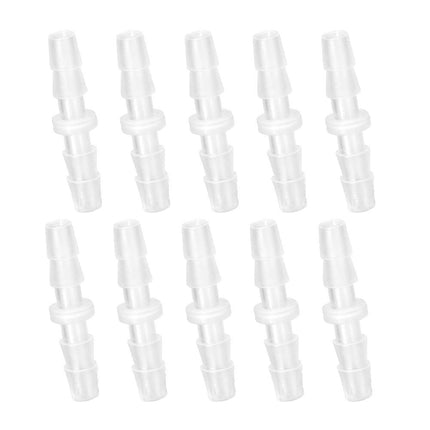 Quickun Plastic Hose Barb Fitting, 3/16" x 3/16" Barbed Splicer Mender Joint Adapter Union Fitting (Pack of 10)