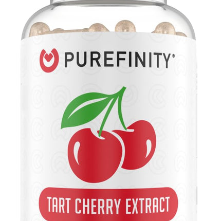 PUREFINITY Tart Cherry Capsules – Uric Acid Flush & Cleanse to Support Joint & Muscle Comfort with Raw Tart Cherry Extract, Non-GMO, Gluten Free, Vegan – 180 Count (6 Month Supply)