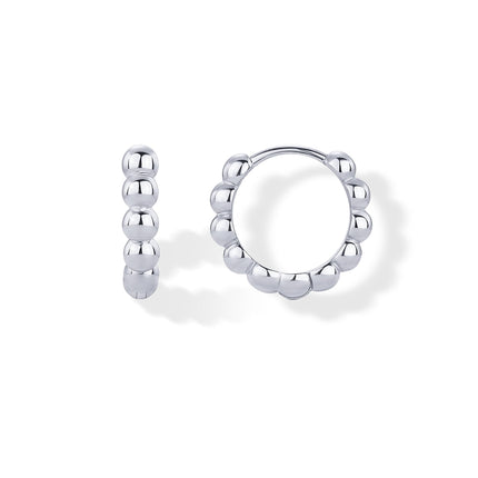 PAVOI 925 Sterling Silver Huggie Earrings, White Gold, Size 14 Millimeters