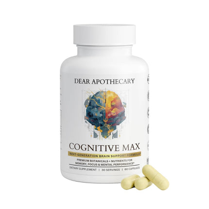 Cognitive Max Brain Health Supplement - DMAE Bacopa Ginkgo GABA Phosphatidylserine - Brain Nutrition Formula with B Complex DHA Vitamins Minerals - Daily Cognitive Wellness - Vegan - 60 Capsules