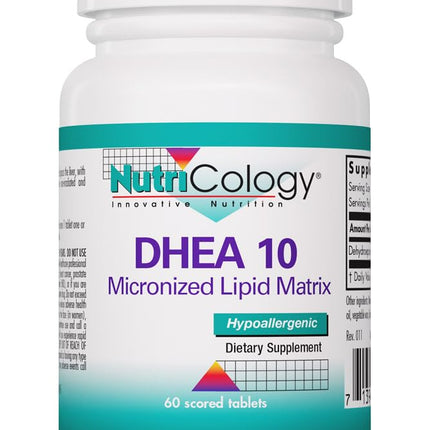 Nutricology DHEA 10 mg - Micronized Lipid Matrix Tablets - Hormone & Endocrine Support - Enhanced Absorption Formula - Hypoallergenic - 60 Servings - 60 Tablets