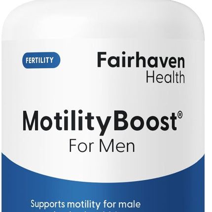Fairhaven Health MotilityBoost for Men | Prenatal Male Fertility Supplement for Motility Strength | Pre-Conception for Him Includes L-Carnitine, Vitamin B12, B6, CoQ10 and Quercetin | 60 Capsules