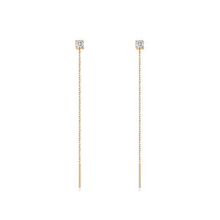 S.Leaf Cz Threader Earrings Sterling Silver Thread Earrings for Women 6cm
