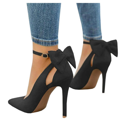 PiePieBuy Women's Pointed Toe High Heels Ankle Strap D'Orsay Pumps Shoes Bow Wedding Bowtie Back Dress Sandals