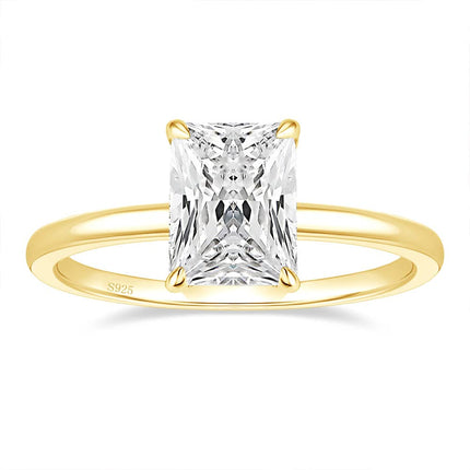 EAMTI 925 Sterling Silver Engagement Rings for Women Radiant Cut Size 6.5