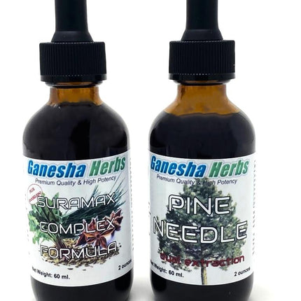 Ganesha Herbs Suramax and Pine Needle Complex Formula Tincture High in Shikimic Acid - Value Pack - 2 Oz (2 Pack)