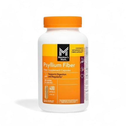 Member's Mark 100% Natural Psyllium Husk Fiber Capsules, Digestive Health, 400 Count (Pack of 1)