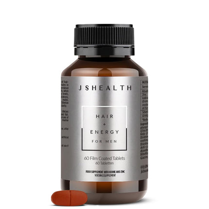 JSHealth Hair Growth Supplement for Men. Kelp Iodine, Zinc, Siberian Ginseng, Ginkgo. Supports Hair, Healthy Hormone Levels, Energy, Stamina. Nutritionist-Formulated (60 Tablets)