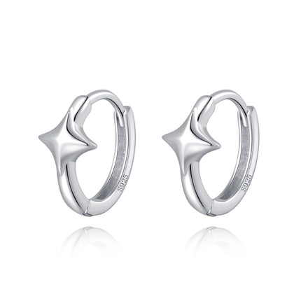 Reffeer 925 Sterling Silver Star Huggie Earrings for Women Teen Girls Star Hoop Earrings Hypoallergenic (A-Silver)