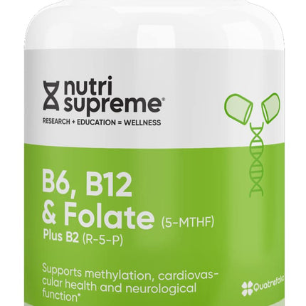 Nutri Supreme, Folate with B6 and B12, Helps Maintain Normal Homocysteine Levels and Cardiovascular Health, 60 Count, Kosher Certified