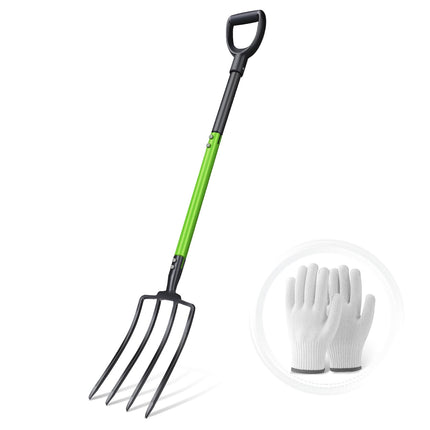 GARDENWORK Garden Fork,45-Inches Pitch Fork with Steel Y-Grip,Heavy Duty Gardening Spading Fork,4 Metal Tine,Compost Fork,Digging Fork