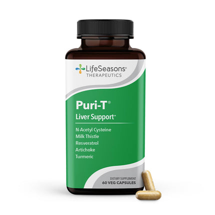 LifeSeasons Puri-T - Liver Cleanse & Detox Support Supplement - Resveratrol, N-Acetyl Cysteine, Milk Thistle, Artichoke & Turmeric - Supports Tissue Regeneration & Healthy Bile Flow - 60 Capsules