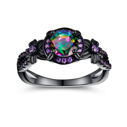 Womens Rings Size 8,Mystic Topaz Gemstone Promise Engagement Wedding Band