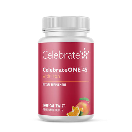 CelebrateONE 45 Bariatric Multivitamin with Iron, Once Daily Midnight Cherry Chewable for Gastric Sleeve & Bypass Patients – 45 mg Iron, 30 Tablets, 1 Month Supply