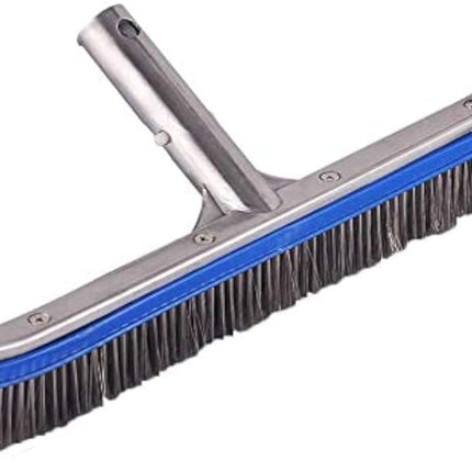 Swimming Pool Brush for Cleaning Pool Walls,Tiles & Floors,Heavy Duty 18" Aluminum Stainless Steel Wire Bristle Pool Scrub Brush for Curved Cleaning Brushes with EZ Clips