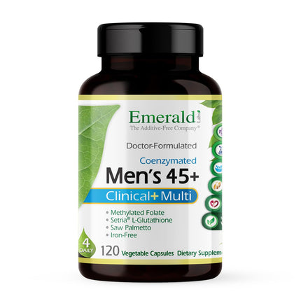 EMERALD LABS Men's 45+ Clinical Multi - Multivitamin for Comprehensive Support, Bone & Heart Health* - Designed for Men 45+ - Gluten-Free & Vegetarian - 120 Vegetable Capsules (30-Day Supply)