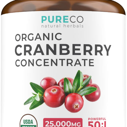 Organic Cranberry Pills - Vegan Supplement for Urinary Tract Health & Kidney Cleanse - Cranberry Pills for Women 500mg 50:1 Cranberry Concentrate Per Serving - Urinary Tract Support - 120 Capsules