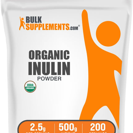 BulkSupplements.com Organic Inulin Powder - Inulin Supplement, Soluble Fiber Powder - Vegan & Gluten Free - 2.5g per Serving, 500g (1.1 lbs) (Pack of 1)
