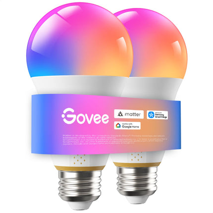 Govee 1600LM Smart Light Bulbs, A21 100W RGBWW CRI 90, E26 Base, 2-Pack