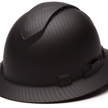 Pyramex Ridgeline Full Brim Hard Hat 4 Point Ratchet Vented Matte Black Graphite Pattern