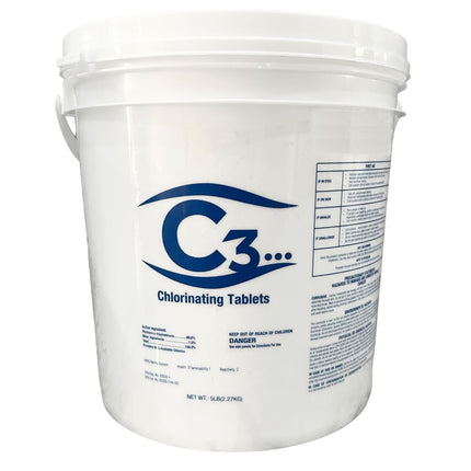 C3-5lb Chlorine Tablets, 3 Inch | Swimming Pool & Spa Chlorine Tablets | Long-Lasting, Slow Dissolving, Individually Wrapped Chlorine Tabs | Tri-Chlor 3 Inch Tablets Pool Cleaner
