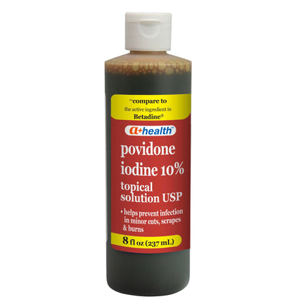 A+Health Povidone Iodine 10% First Aid Antiseptic Topical Solution 8 Fl oz