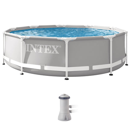 INTEX 26701EH Prism Frame Premium Above Ground Swimming Pool Set: 10ft x 30in – Includes 330 GPH Cartridge Filter Pump – SuperTough Puncture Resistant – Rust Resistant – 1185 Gallon Capacity