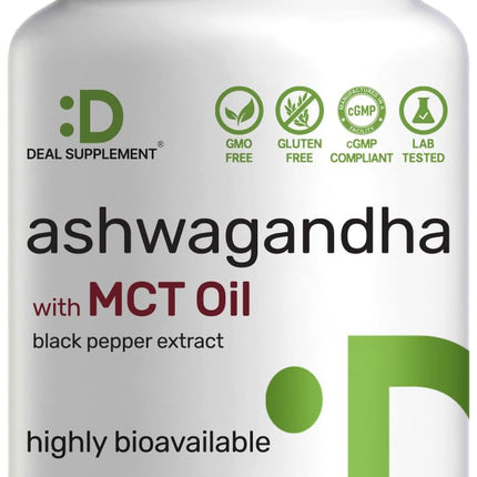 DEAL SUPPLEMENT Ashwagandha Extract with Black Pepper Extract, 240 Softgels – Ayurvedic Root Extract with Added MCT Oil – Active Withanolides – Non-GMO, Lab Tested
