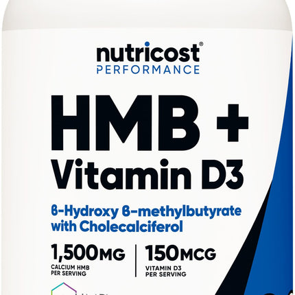 Nutricost HMB (1500mg) and Vitamin D3 (6000 IU) Supplement - 240 Capsules, 80 Servings - Gluten Free and Non-GMO