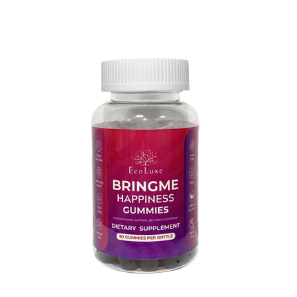 EcoLuxe BRINGME Happiness: Blueberry, Sea Moss, Saffron, Passionflower & Elderberry Gummies – Mood, Skin, Gut & Immune Support. Low Sugar, Vegan, Natural Blueberry-Acai Flavor (90 Count)