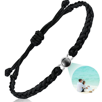 SUPHELPU Custom Bracelets with Picture Inside, Personalized Photo Bracelet Projection, Personalized Gifts for Men Memorial, Men's ID Bracelets