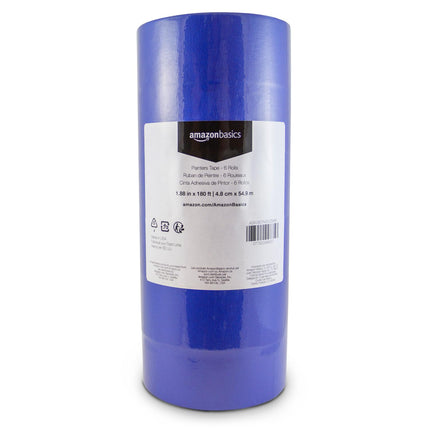 Amazon Basics Blue Painters Tape, Protects Surfaces, Removes Easily, No Residue, 1.88" x 60-Yard, 6 Rolls