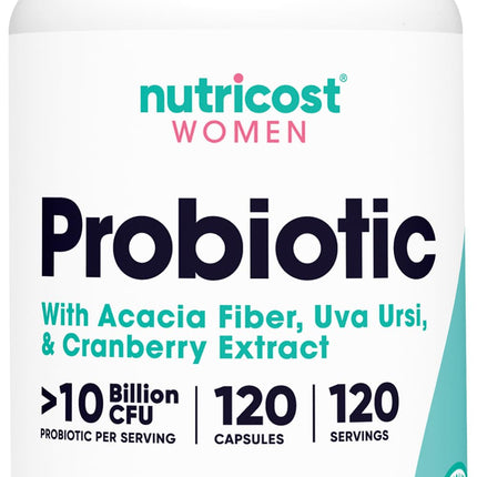 Nutricost Probiotic for Women 10 Billion CFU, 120 Capsules - Complex with Acacia Fiber, Uva Ursi & Cranberry Extract, Non-GMO & Gluten Free