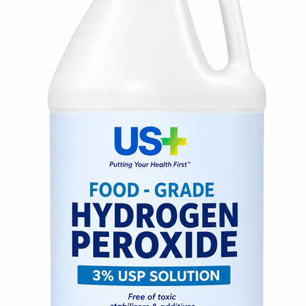 US+ Hydrogen Peroxide 3%, Food Grade, USP - Made in USA, 1 Gallon