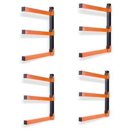 Ultrawall Wall Mount Wood Organizer and Lumber Storage Metal Rack with 3-Level - Indoor & Outdoor Use, 4 Pack