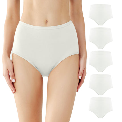 BATTEWA Incontinence Underwear for Women Washable, Leak Proof Underwear High Waist Cotton,Bladder Leakage 50ML (5White, 2X-Large, 5 Pack)