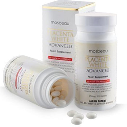 Mosbeau Placenta White Advanced Supplement for Skin Whitening 2015 Japan Patented Twice As Effective As Glutathione (120 Tablets)