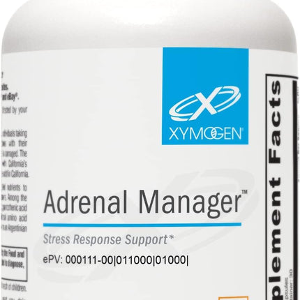 XYMOGEN Adrenal Manager - Adrenal Health Supplement for Everyday Stress Support - Argentinian Bovine Tissues - Pantothenic Acid, Vitamin C, Vitamin B6 - Dairy-Free & Gluten-Free - 60 Capsules
