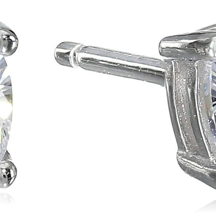 Amazon Essentials Platinum Plated Sterling Silver Cushion Cut Cubic Zirconia Stud Earrings (5mm)