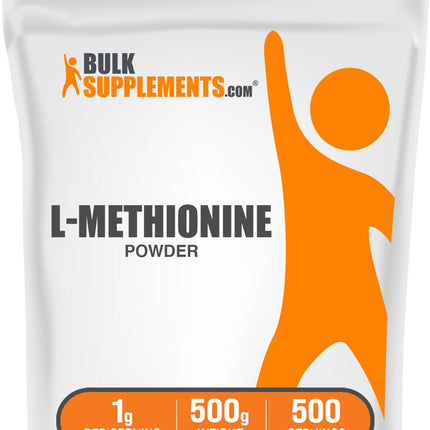 BulkSupplements.com L-Methionine Powder - Amino Acids Nutritional Supplements, Choline Supplements, Antioxidants Supplement - Gluten Free, 1g per Serving, 500g (1.1 lbs) (Pack of 1)